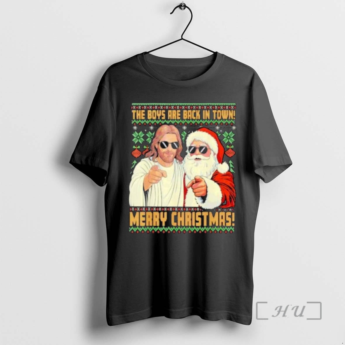 Officials Jesus Santa The Boys Are Back In Town Merry Christmas Circle Black Premium T Shirts Sweater Hoodie
