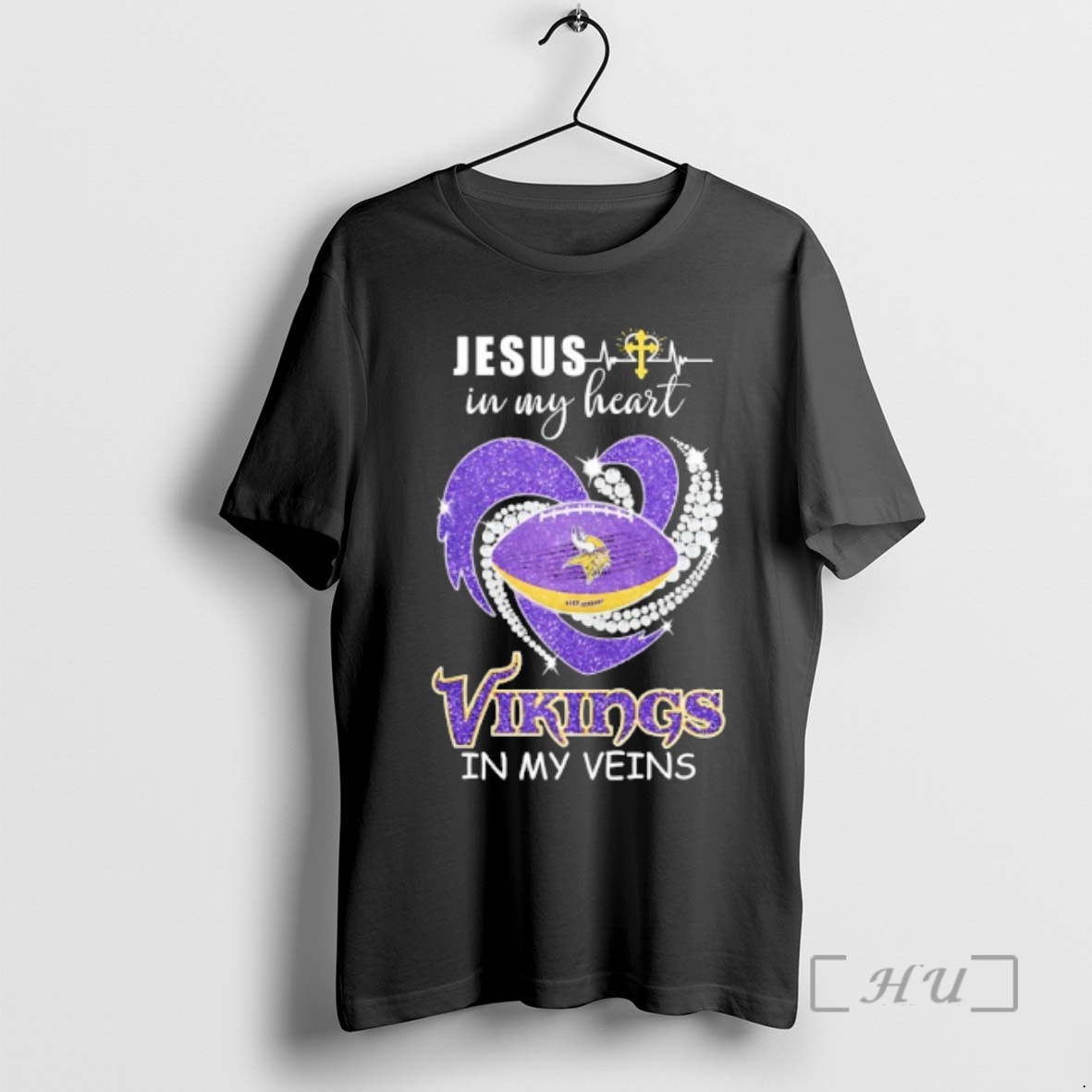 Officials Jesus In My Heart Minnesota Vikings In My Veins Premium T Shirts Sweater Hoodie