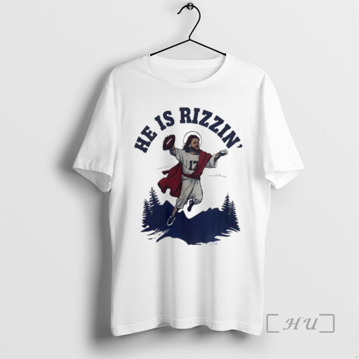 Officials Josh Allen 17 He Is Rizzin Jesus Buffalo Bills Graphic Premium T Shirts Sweater Hoodie