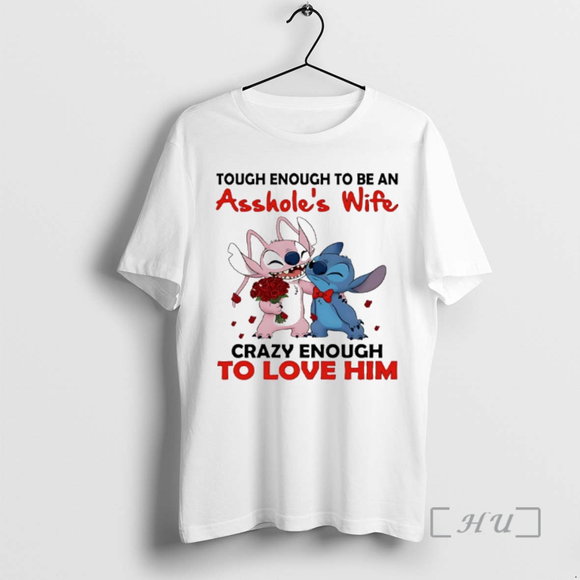 Officials Lilo And Stitch Angel Tough Enough To Be An Assholes Wife Crazy Enough To Love Him Premium T Shirts Sweater Hoodie