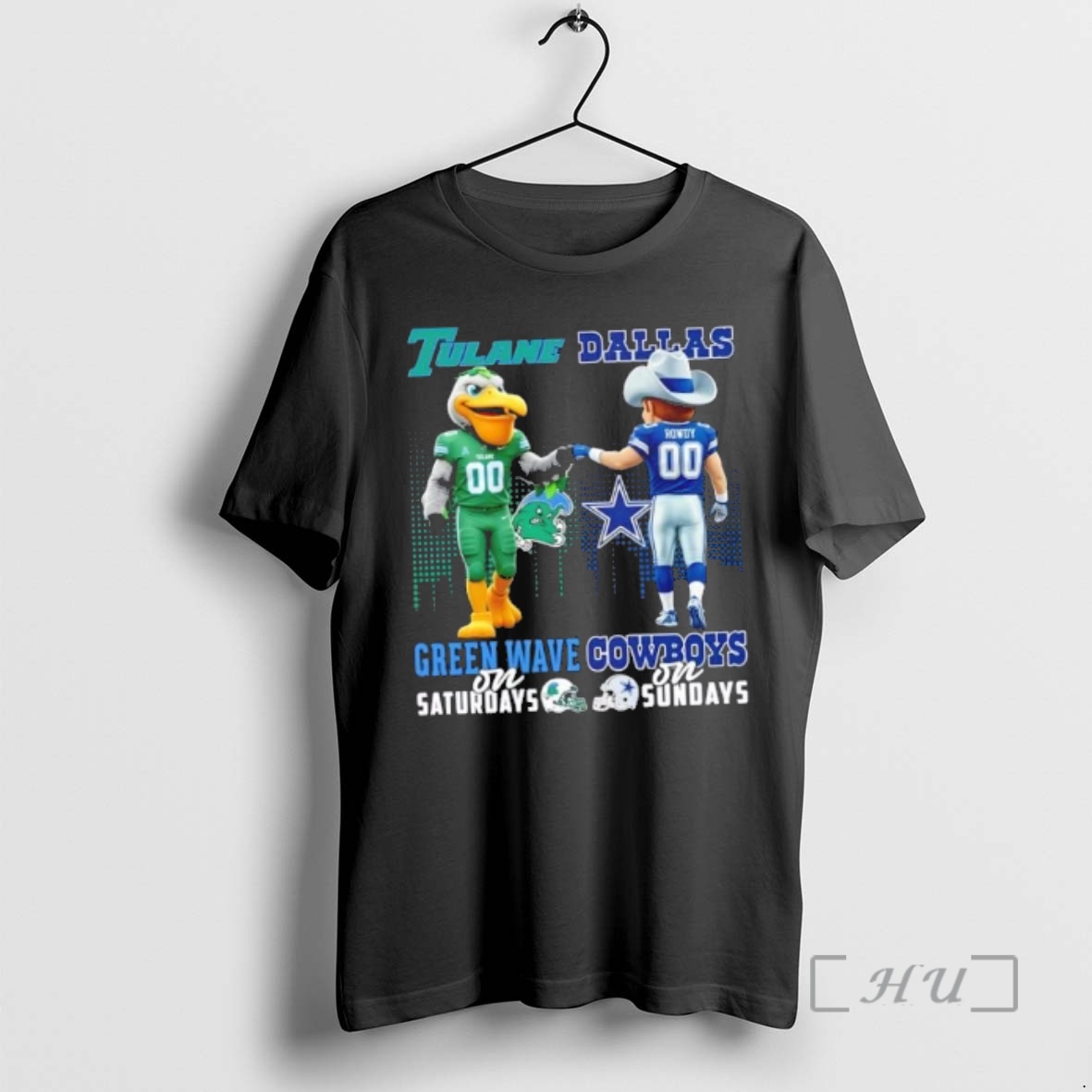 Officials Mascots Tulane Green Wave On Saturdays X Dallas Cowboys On Sundays Skyline Premium T Shirts Sweater Hoodie