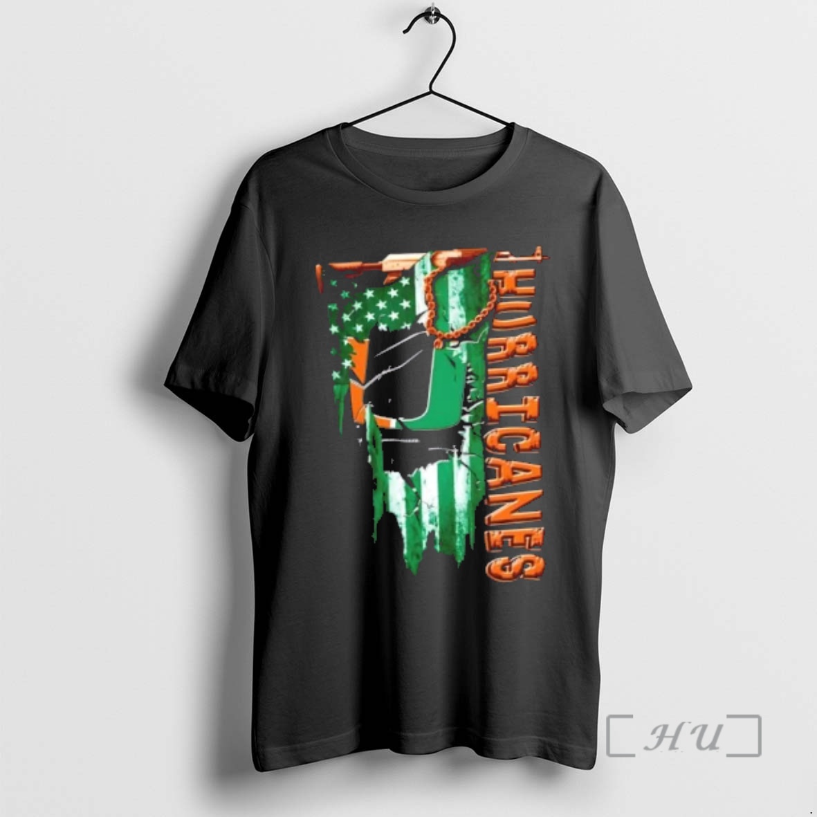 Officials Miami Hurricanes Football Battle Shattered Usa Flag Rip Design Premium T Shirts Sweater Hoodie