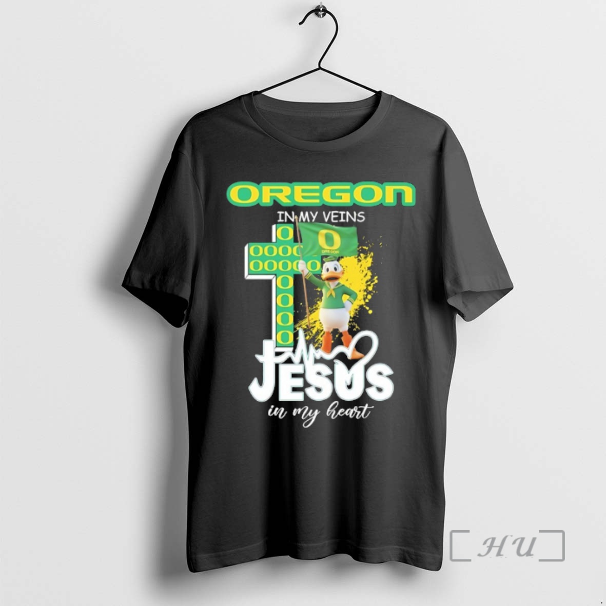 Officials Oregon Ducks Cross In My Veins Jesus In My Heart Mascot Premium T Shirts Sweater Hoodie
