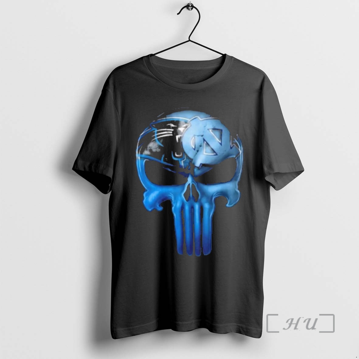 Officials Punisher Skull Sports Carolina Panthers X North Carolina Tar Heels Premium T Shirts Sweater Hoodie