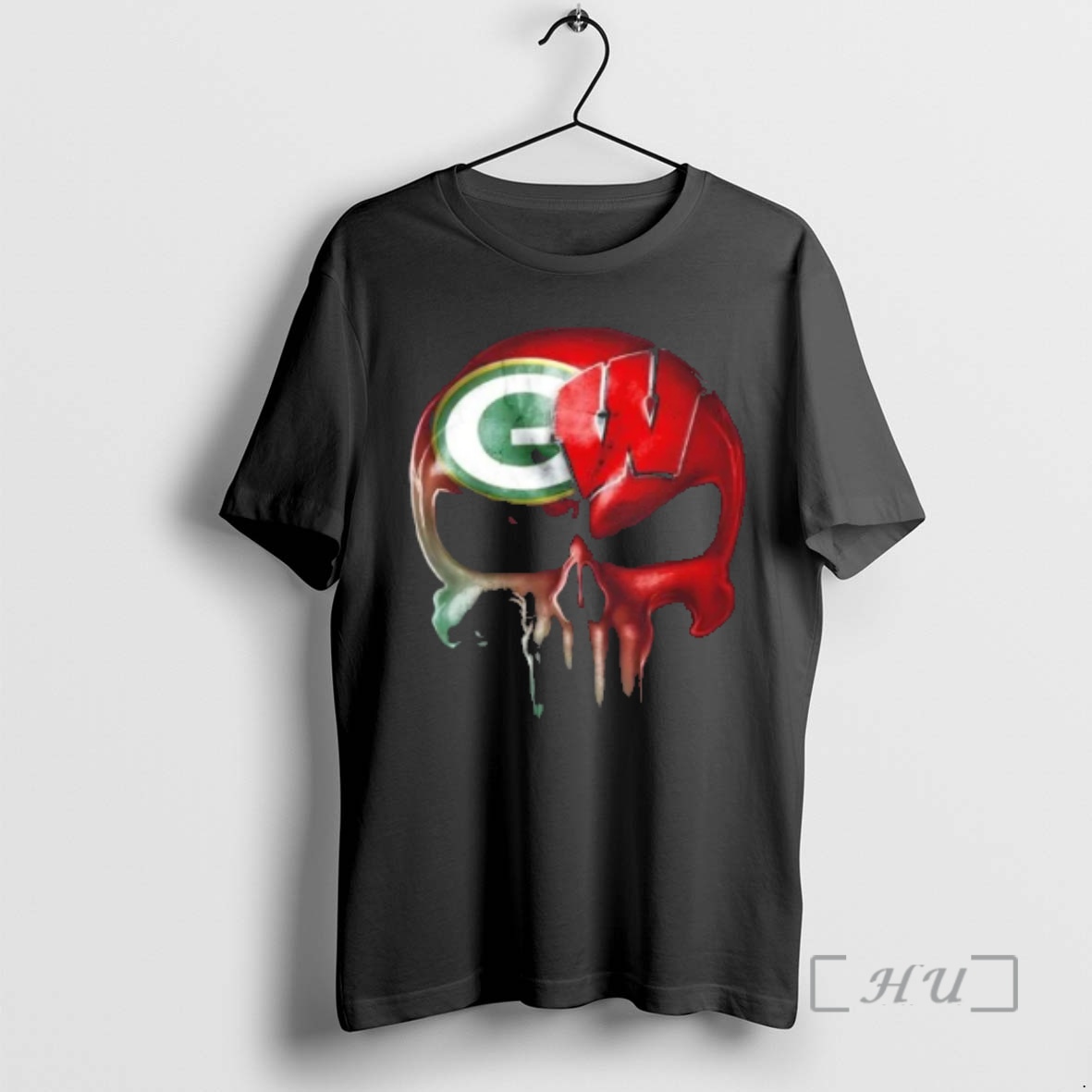 Officials Punisher Skull Sports Green Bay Packers X Wisconsin Badgers Premium T Shirts Sweater Hoodie