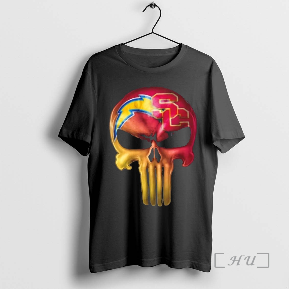 Officials Punisher Skull Sports Los Angeles Chargers X Usc Trojans Premium T Shirts Sweater Hoodie