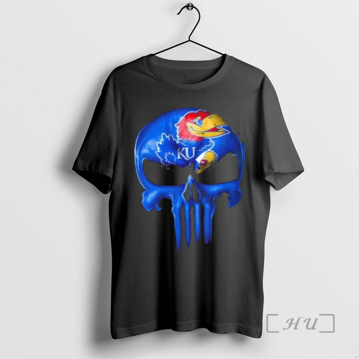 Officials Punisher Skull X Kansas Jayhawks Football Logo Premium T Shirts Sweater Hoodie