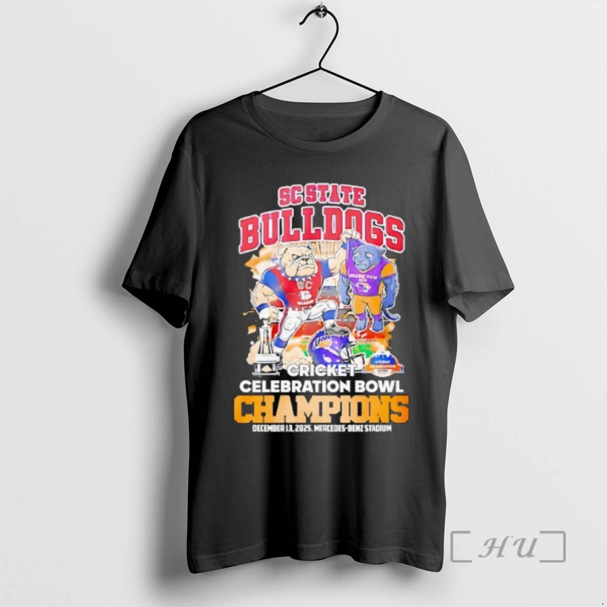 Officials Sc State Bulldogs Beat Prairie View Am 2025 Cricket Celebration Bowl Champions Mascot Premium T Shirts Sweater Hoodie
