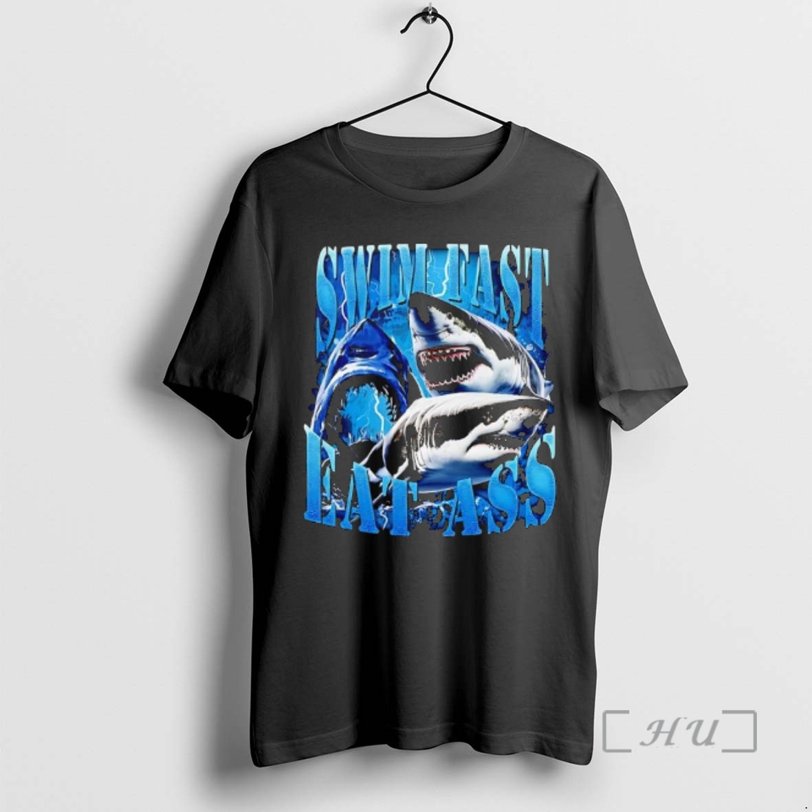 Officials Sharks Swim Fast Eat Ass Graphic Premium T Shirts Sweater Hoodie