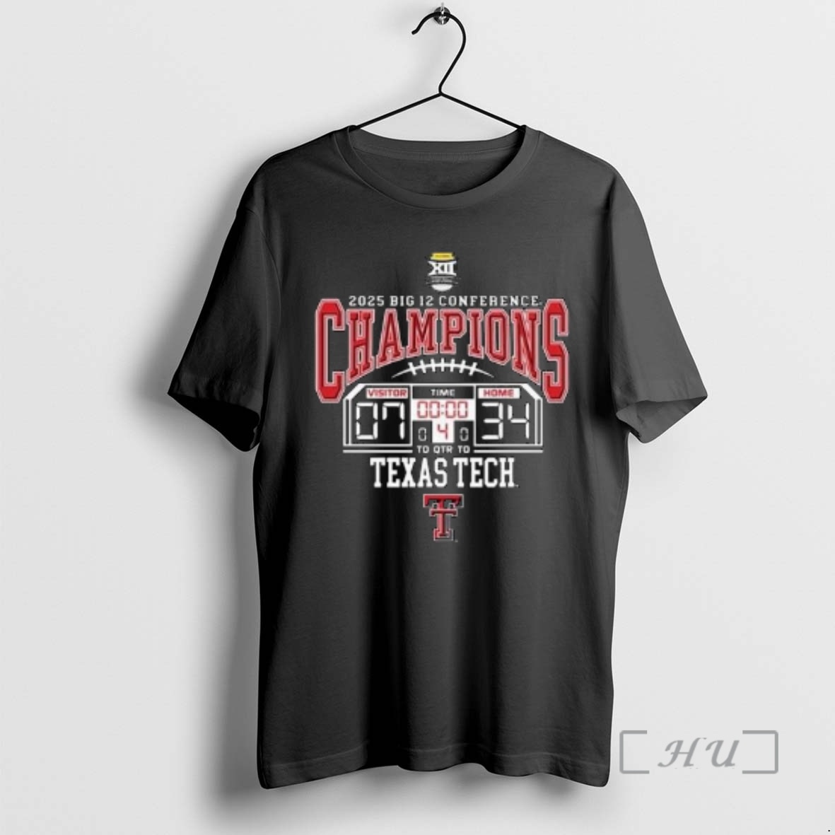 Officials Texas Tech Red Raiders Black 2025 Big 12 Champions Score Circle Black Premium T Shirts Sweater Hoodie