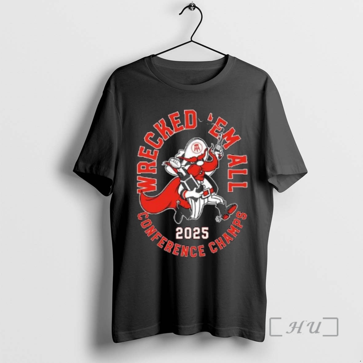 Officials Texas Tech Red Raiders Wrecked Em Conference Champs Mascot 2025 Circle Black Premium T Shirts Sweater Hoodie
