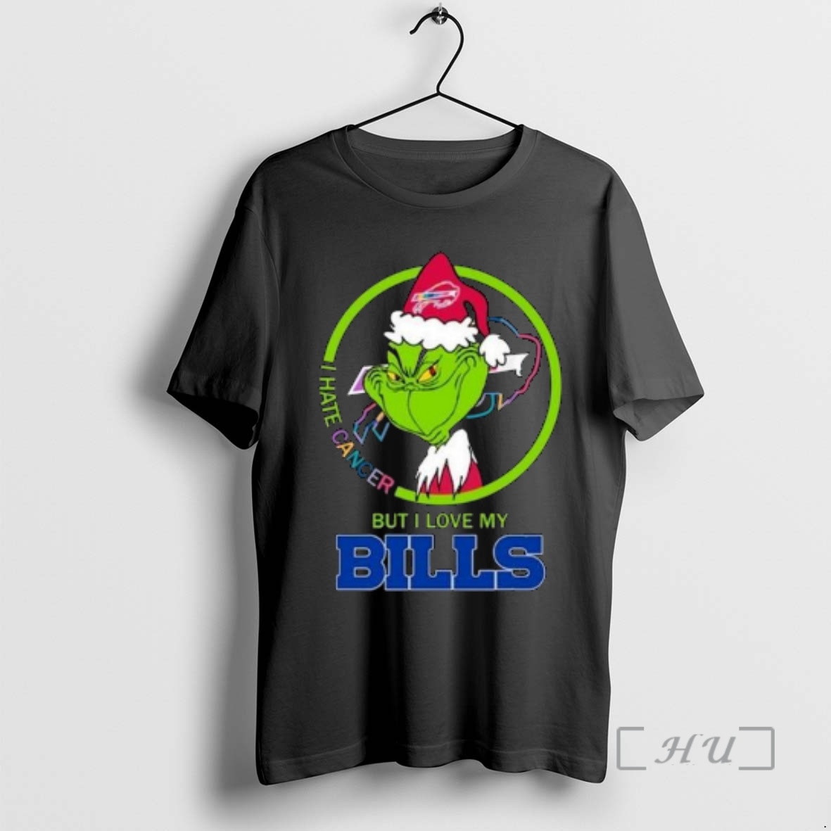 Officials The Grinch I Hate Cancer But I Love My Buffalo Bills Merry Christmas Circle Black Premium T Shirts Sweater Hoodie