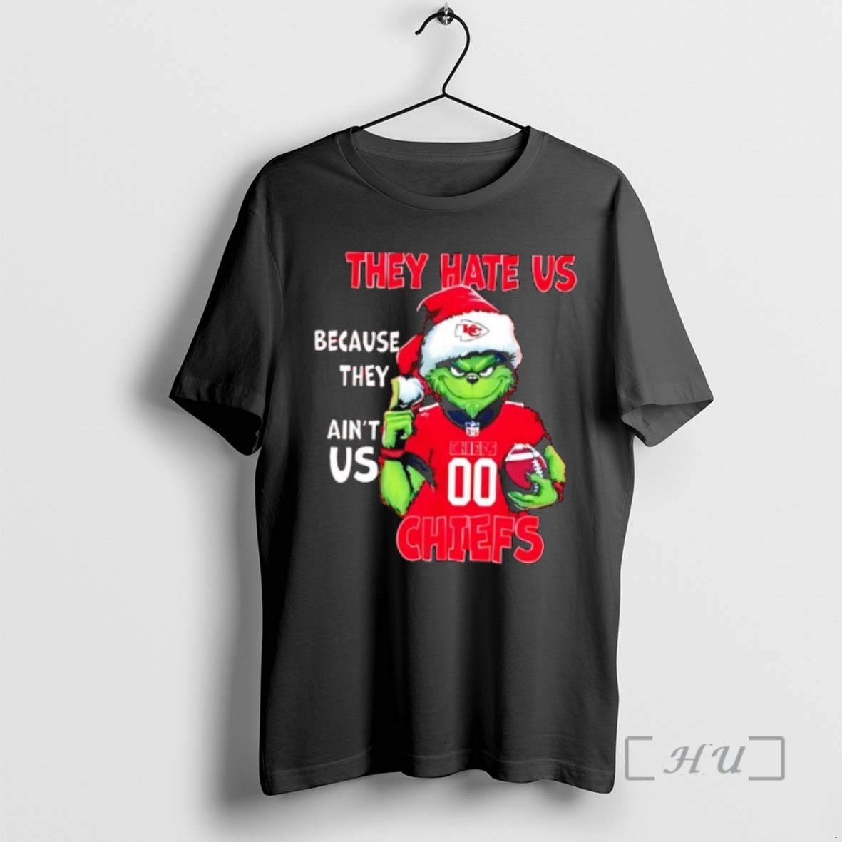 Officials They Hate Us Because They Aint Us Kansas City Chiefs Grinch Santa Premium T Shirts Sweater Hoodie