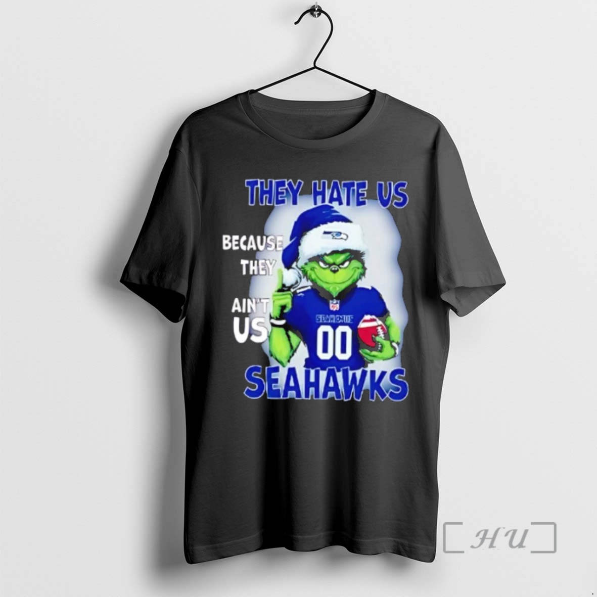 Officials They Hate Us Because They Aint Us Seattle Seahawks Grinch Santa Premium T Shirts Sweater Hoodie