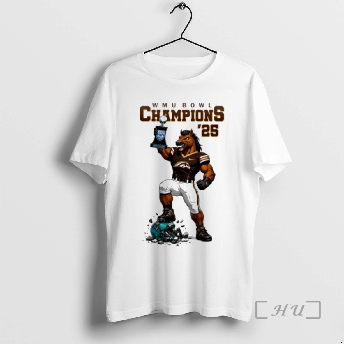 Officials Western Michigan Broncos Myrtle Beach Bowl Champions 2025 Football Mascot Premium T Shirts Sweater Hoodie