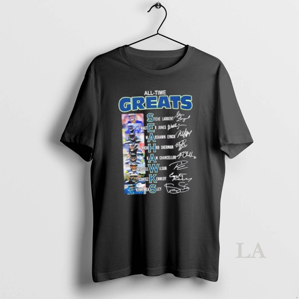 Original All Time Greats Seattle Seahawks Legends Names Signatures Shirt