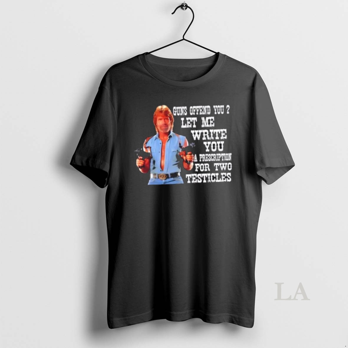 Original Chuck Norris Guns Offend You Let Me Write You A Prescription For Two Testicles Shirt