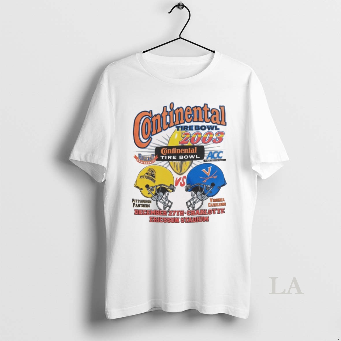 Original Continental Tire Bowl 2003 Pittsburgh Panthers Vs Virginia Cavaliers December 27th Charlotte Ericsson Stadium Shirt