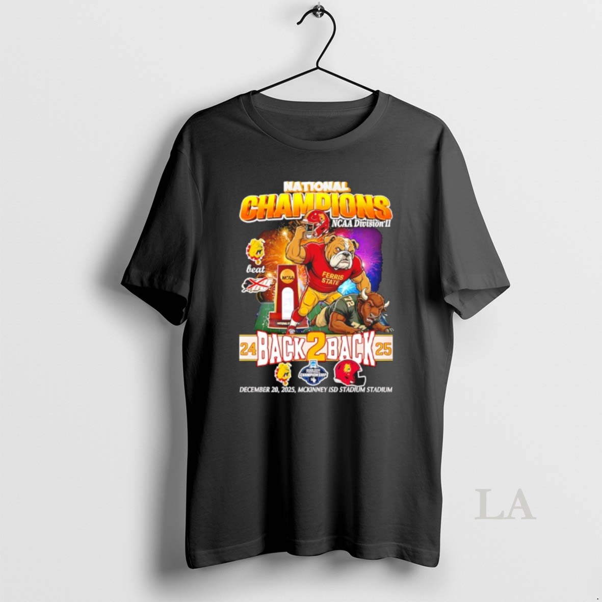 Original Ferris State Bulldogs National Champions Ncaa Division Ii Back 2 Back 2025 Mascot Shirt