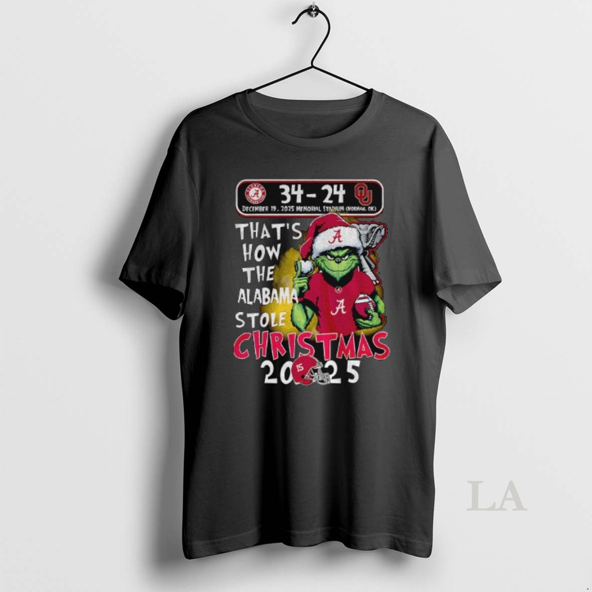 Original Grinch Santa Alabama Crimson Tide 34 24 Oklahoma Sooners Thats How The Alabama Stole Christmas 2025 Shirt