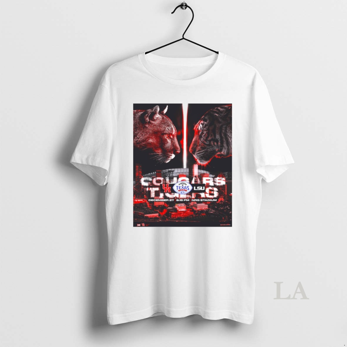 Original Houston Cougars Vs Lsu Tigers Kinders Texas Bowl December 27 2025 Nrg Stadium Shirt