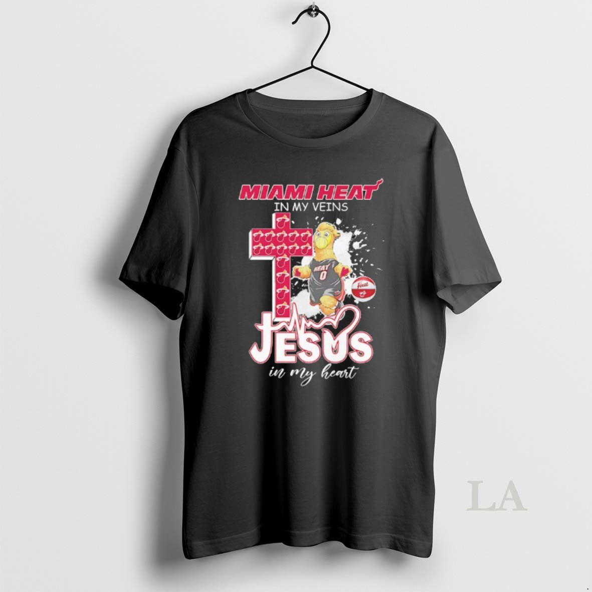Original Miami Heat In My Veins Jesus In My Heart Mascot Shirt