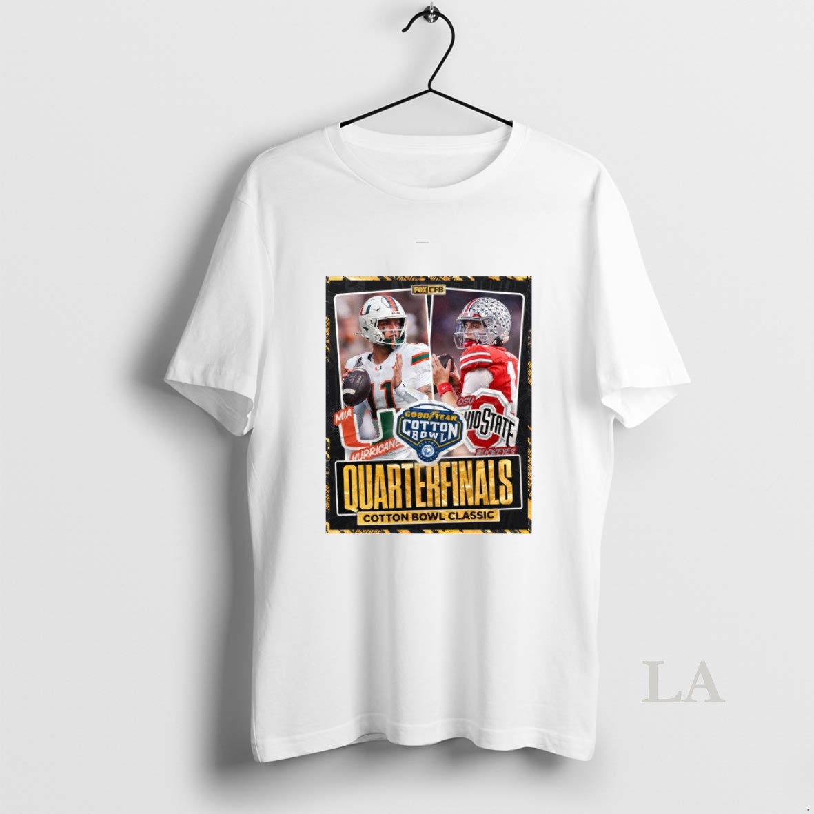 Original Miami Hurricanes Vs Ohio State Buckeyes 2026 Goodyear Cotton Bowl Quarterfinals Classic Shirt
