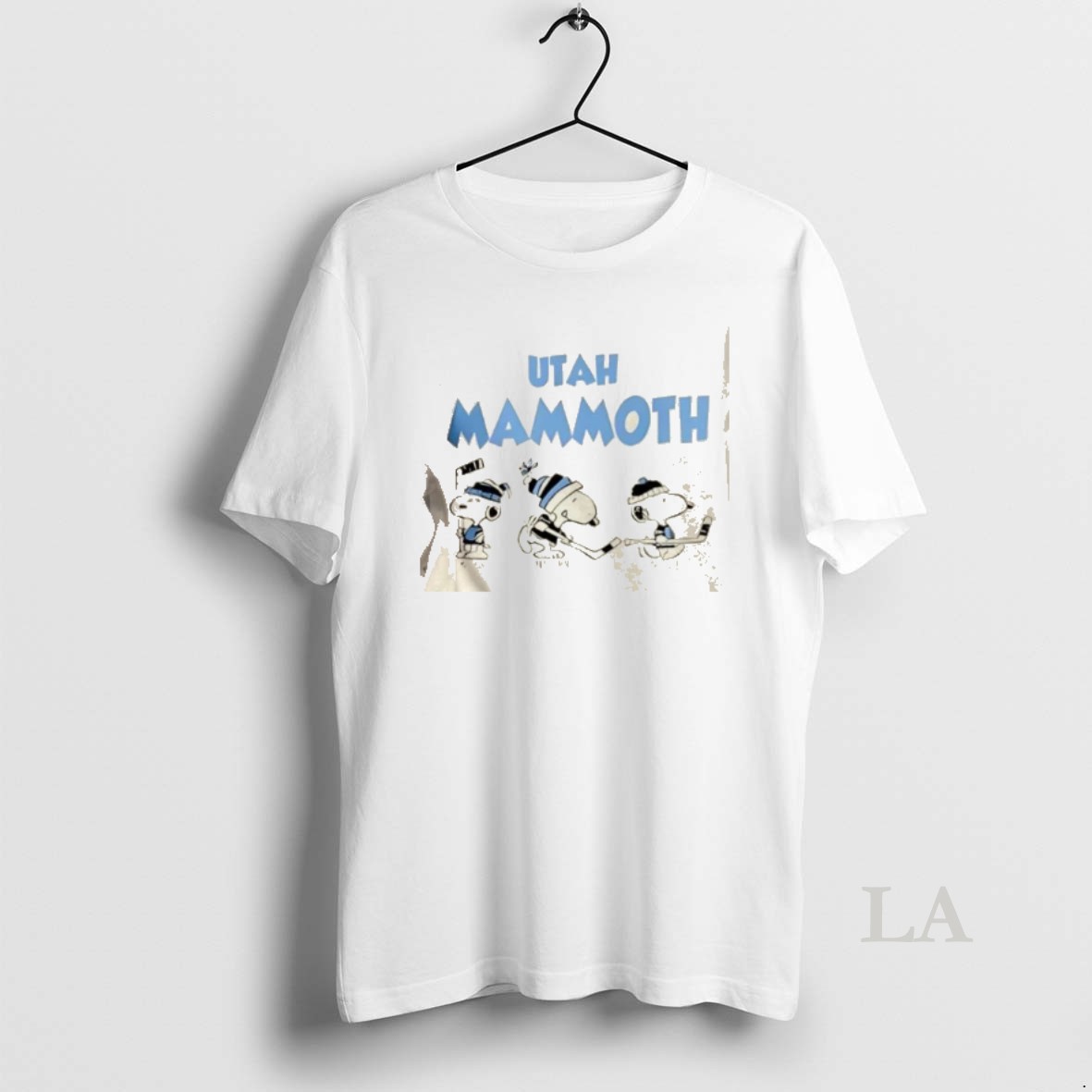 Original Peanuts Snoopy And Friends Team Utah Mammoth 2 Sided Shirt