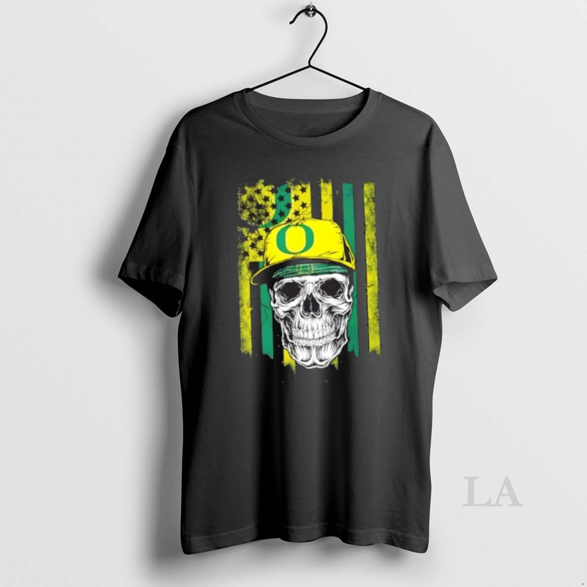 Original Skull Wearing A Cap Oregon Ducks Us Flag Shirt