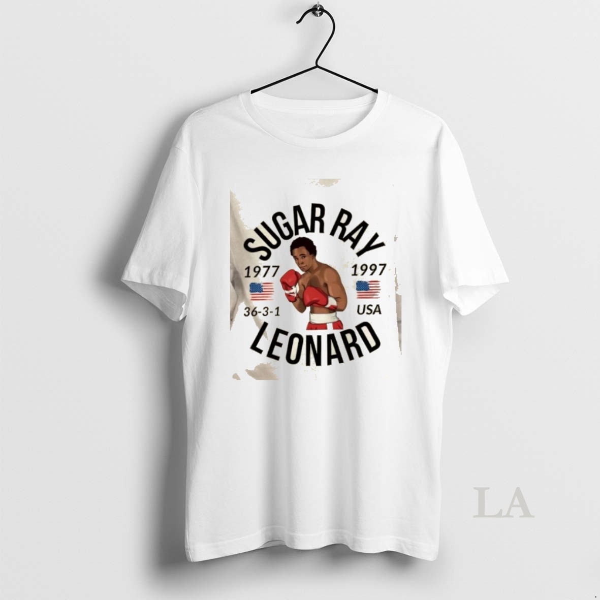 Original Sugar Ray Leonard 1977 Usa Flag Shirt