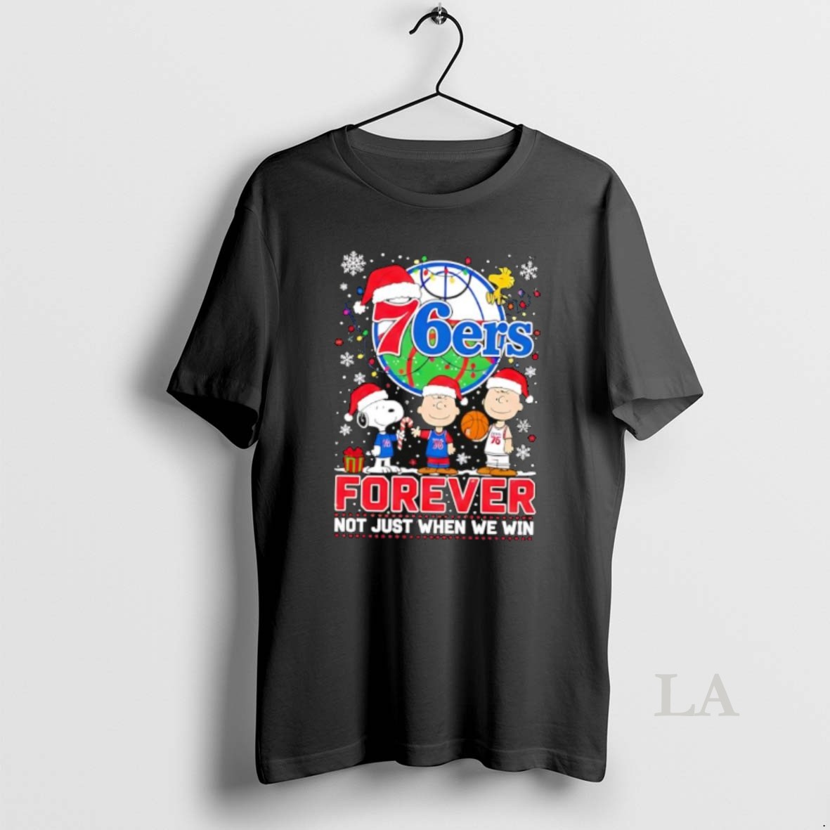 Original The Peanuts Snoopy Christmas Philadelphia 76ers Forever Not Just When We Win Shirt