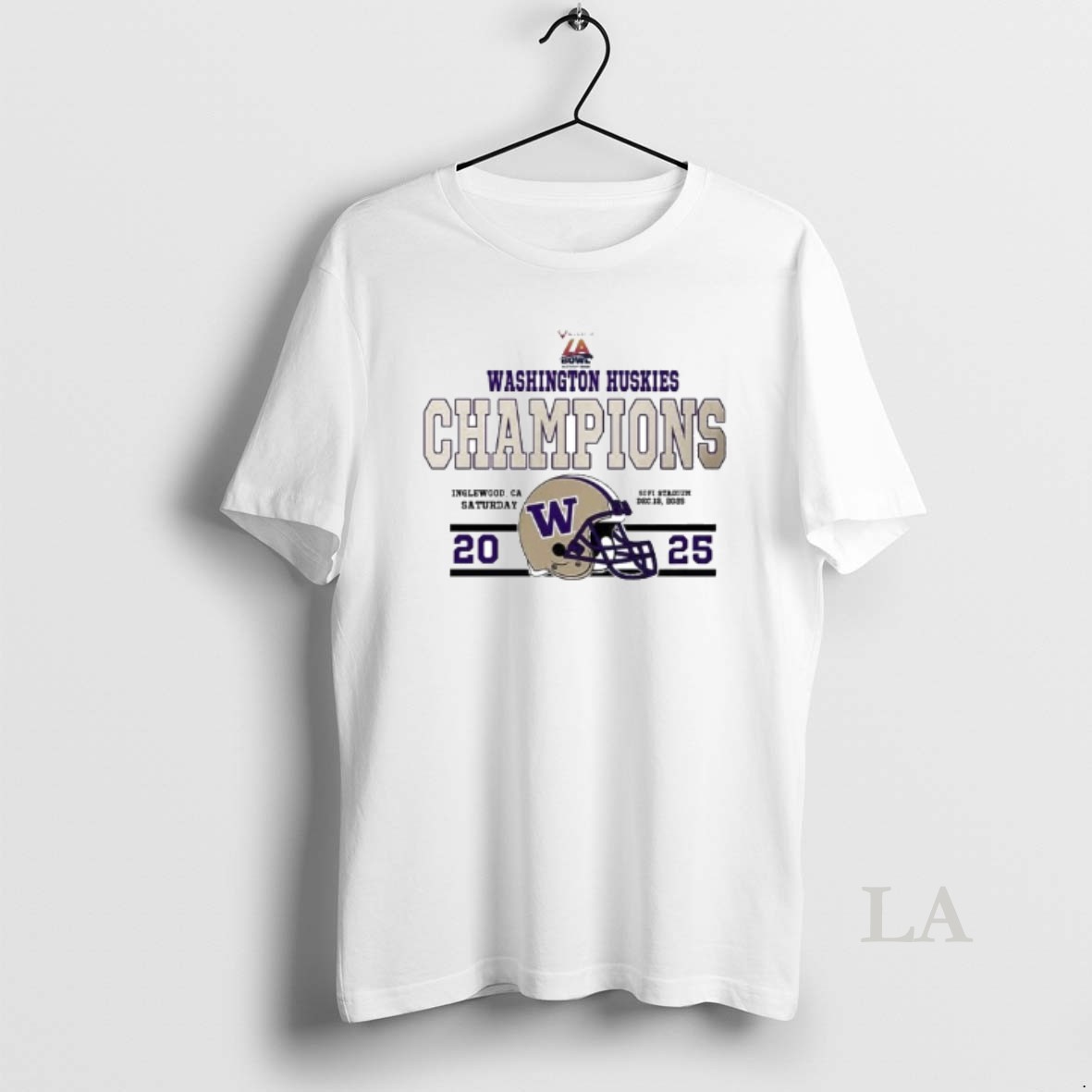 Original Washington Huskies Football Champions 2025 Bucked Up La Bowl Hosted Helmet Shirt