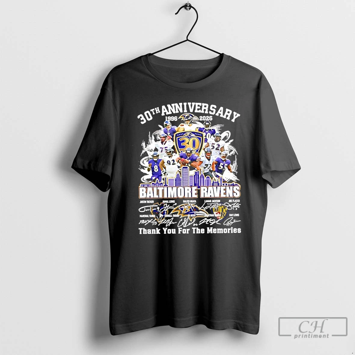 Premium Baltimore Ravens 30th Anniversary 1996 2026 Thank You For The Memories Signatures T Shirts Sweater Hoodie