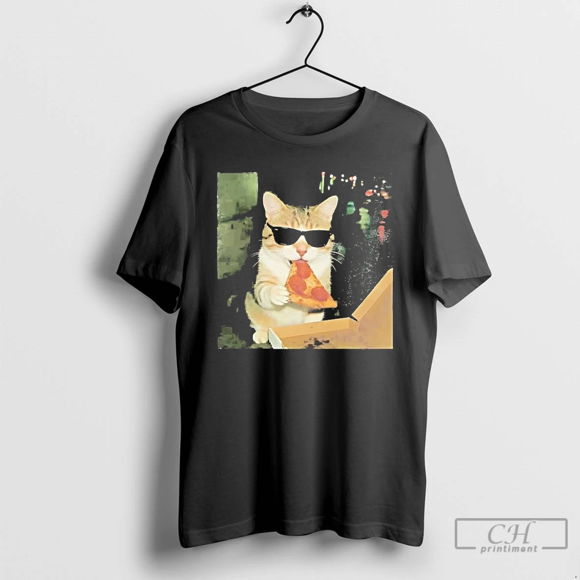 Premium Cat Sunglasses Eating Pizza Meme T Shirts Sweater Hoodie