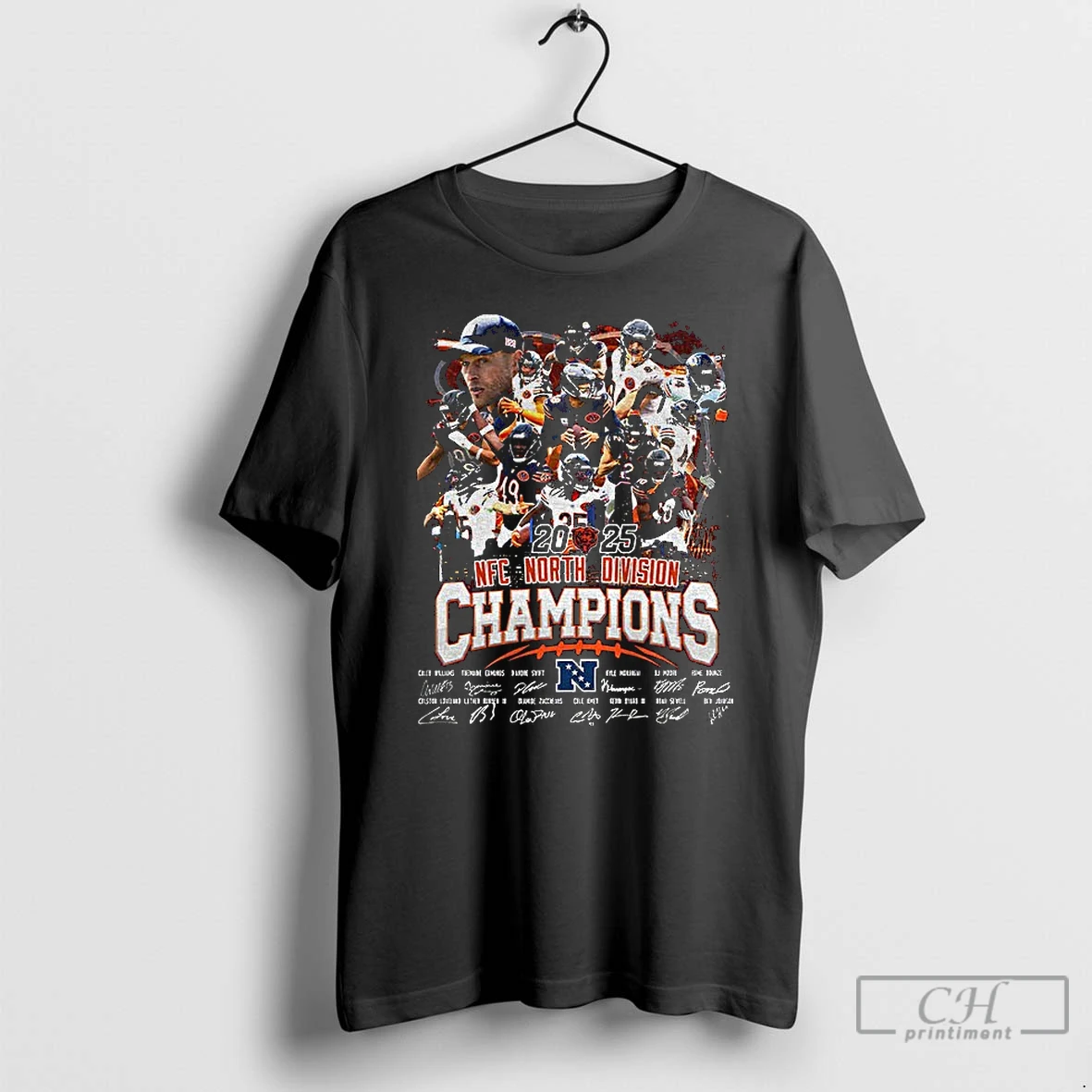 Premium Chicago Bears Football 2025 Nfc North Champions Signatures T Shirts Sweater Hoodie