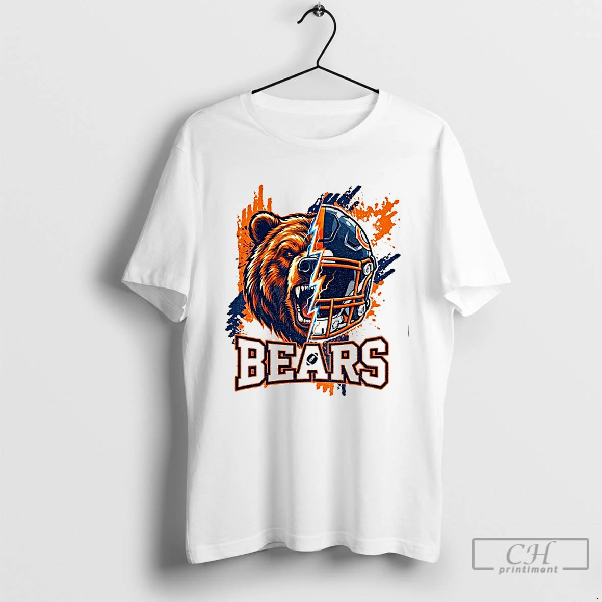 Premium Chicago Bears Football Helmet X Mascot Grizzly Mascot Splatter T Shirts Sweater Hoodie