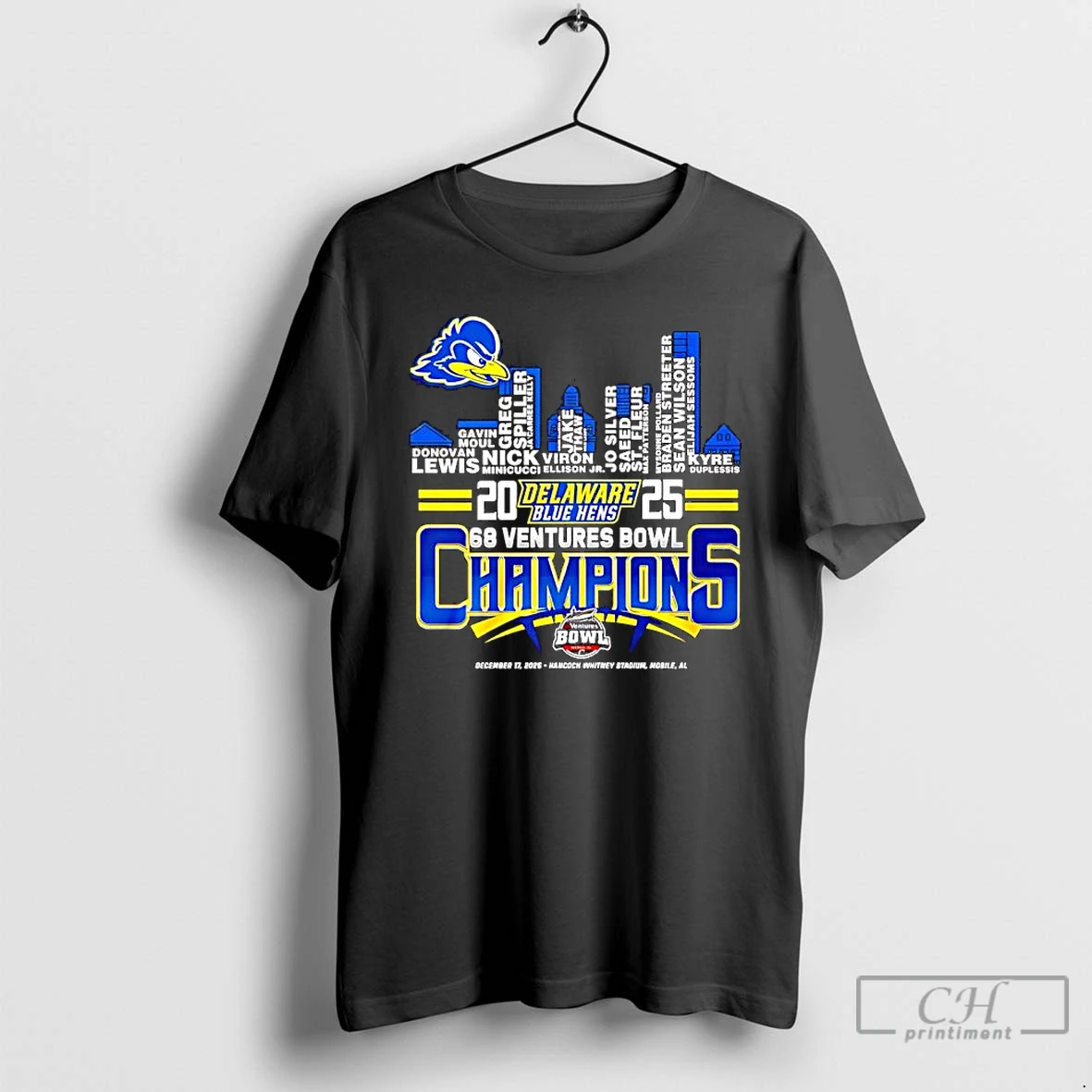 Premium Delaware Fightin Blue Hens Champions Name Players Skyline City T Shirts Sweater Hoodie
