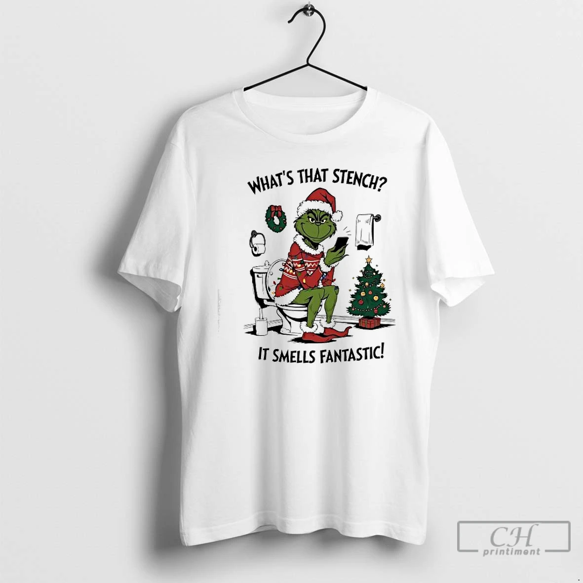 Premium Grinch Santa Whats That Stench It Smells Fantastic T Shirts Sweater Hoodie