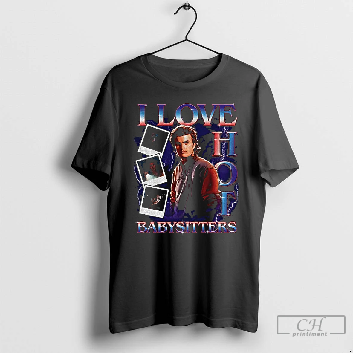 Premium Stranger Things Steve Lightning Graphic I Love Hot Babysitters T Shirts Sweater Hoodie