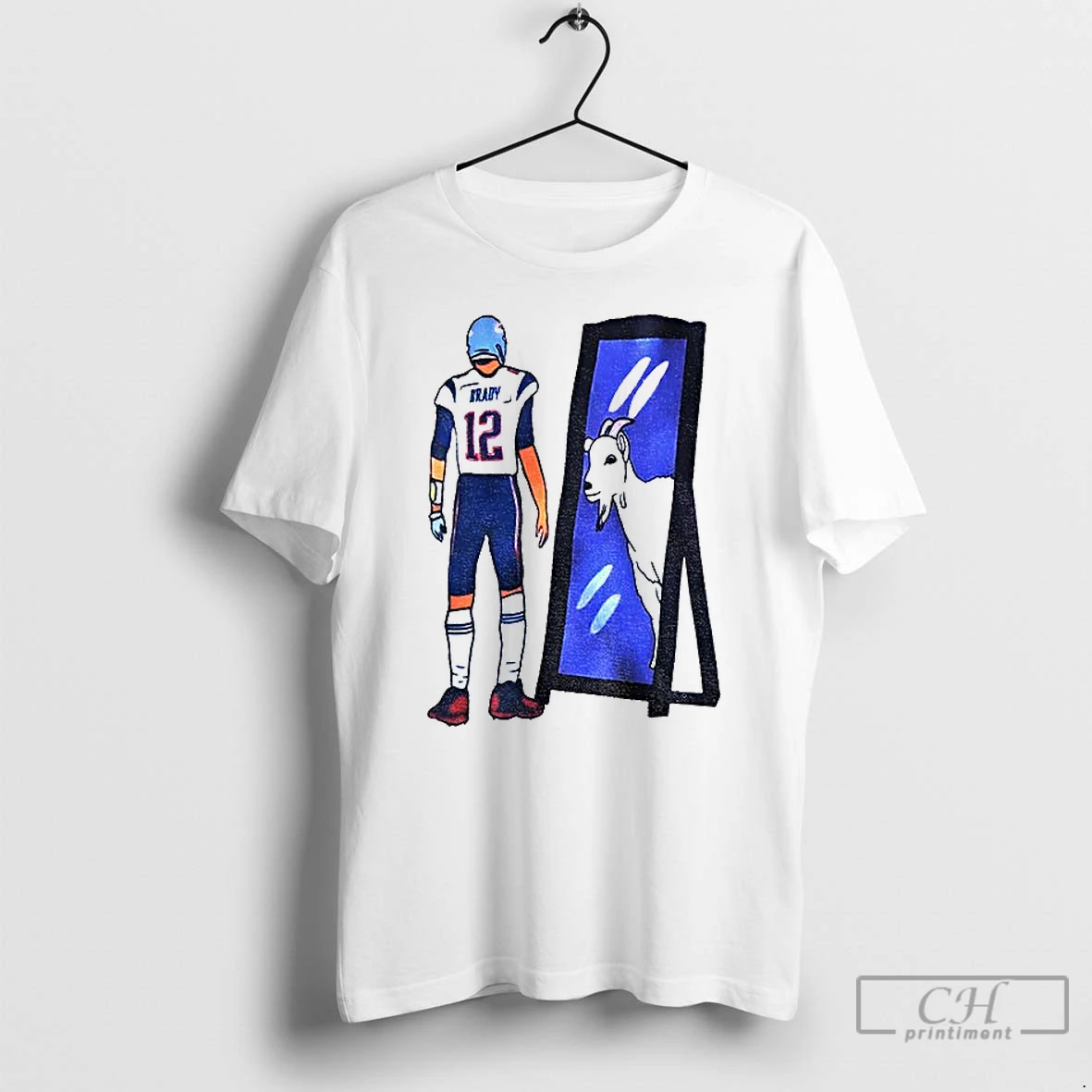 Premium Tom Brady New England Patriots Goat Mirror Football T Shirts Sweater Hoodie
