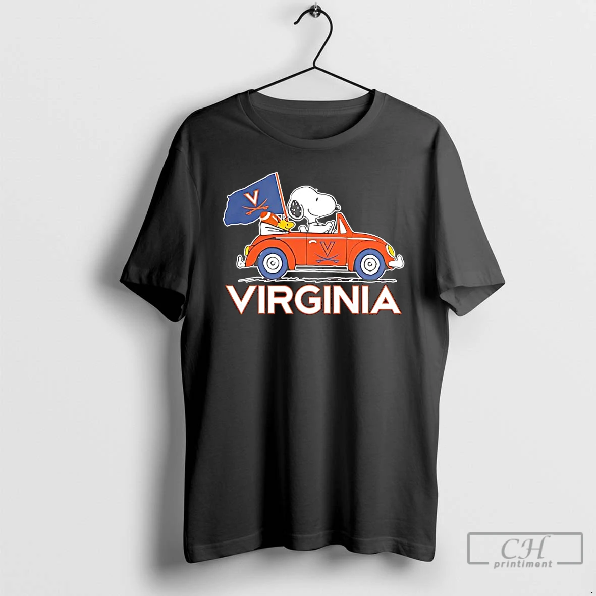 Premium Virginia Cavaliers X Snoopy And Woodstock Driving Car T Shirts Sweater Hoodie