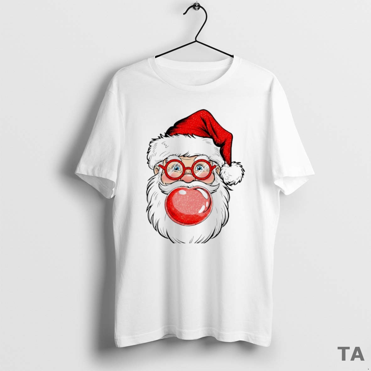 Top Merry Christmas Santa Claus Bubble Gum Circle T Shirt Sweater