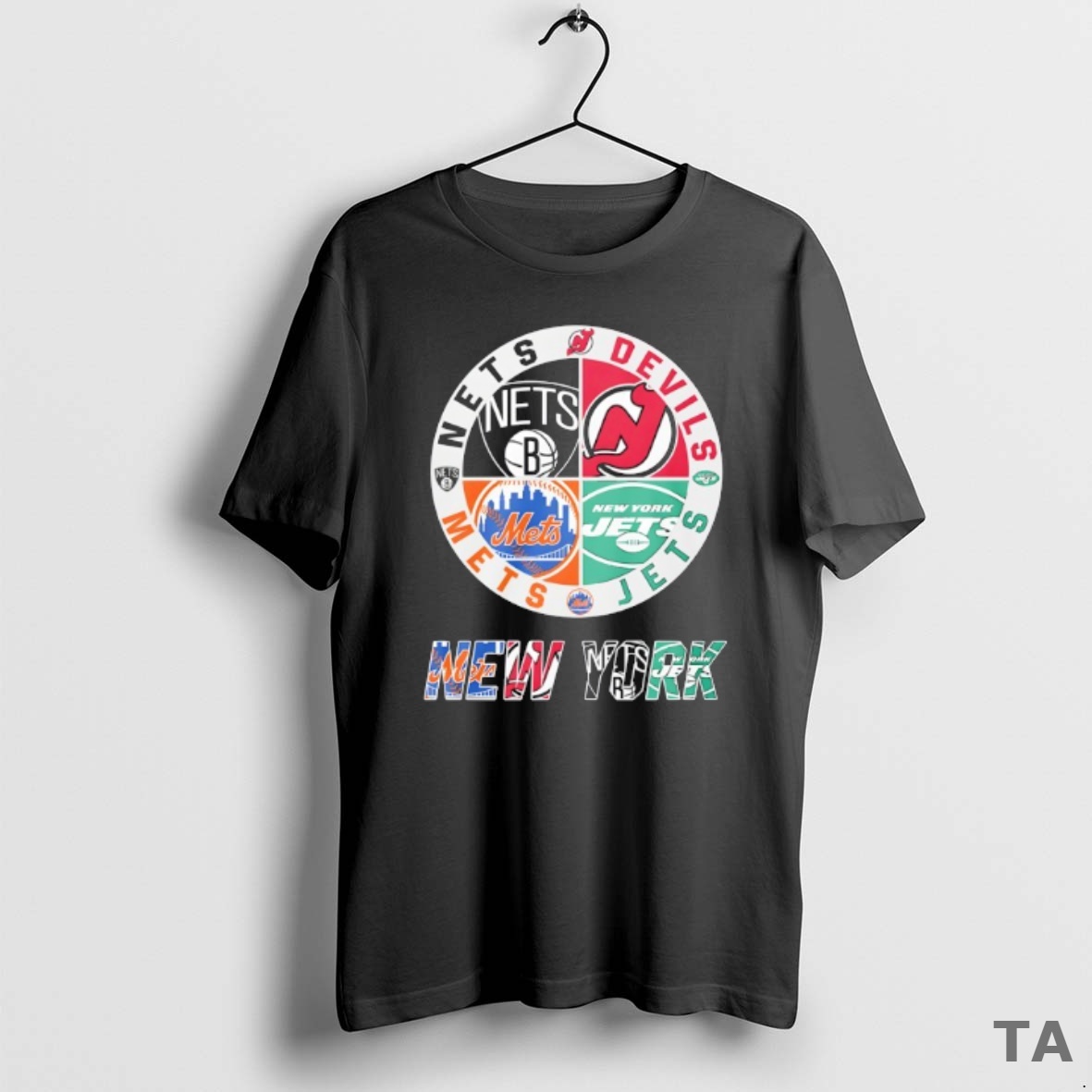 Top New York Mets New York Jets Brooklyn Nets And New Jersey Devils Mashup Logo T Shirt Sweater
