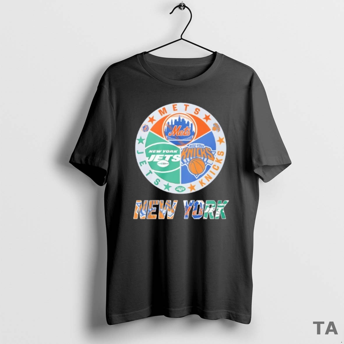 Top New York Mets New York Jets New York Knicks Mashup Logo T Shirt Sweater