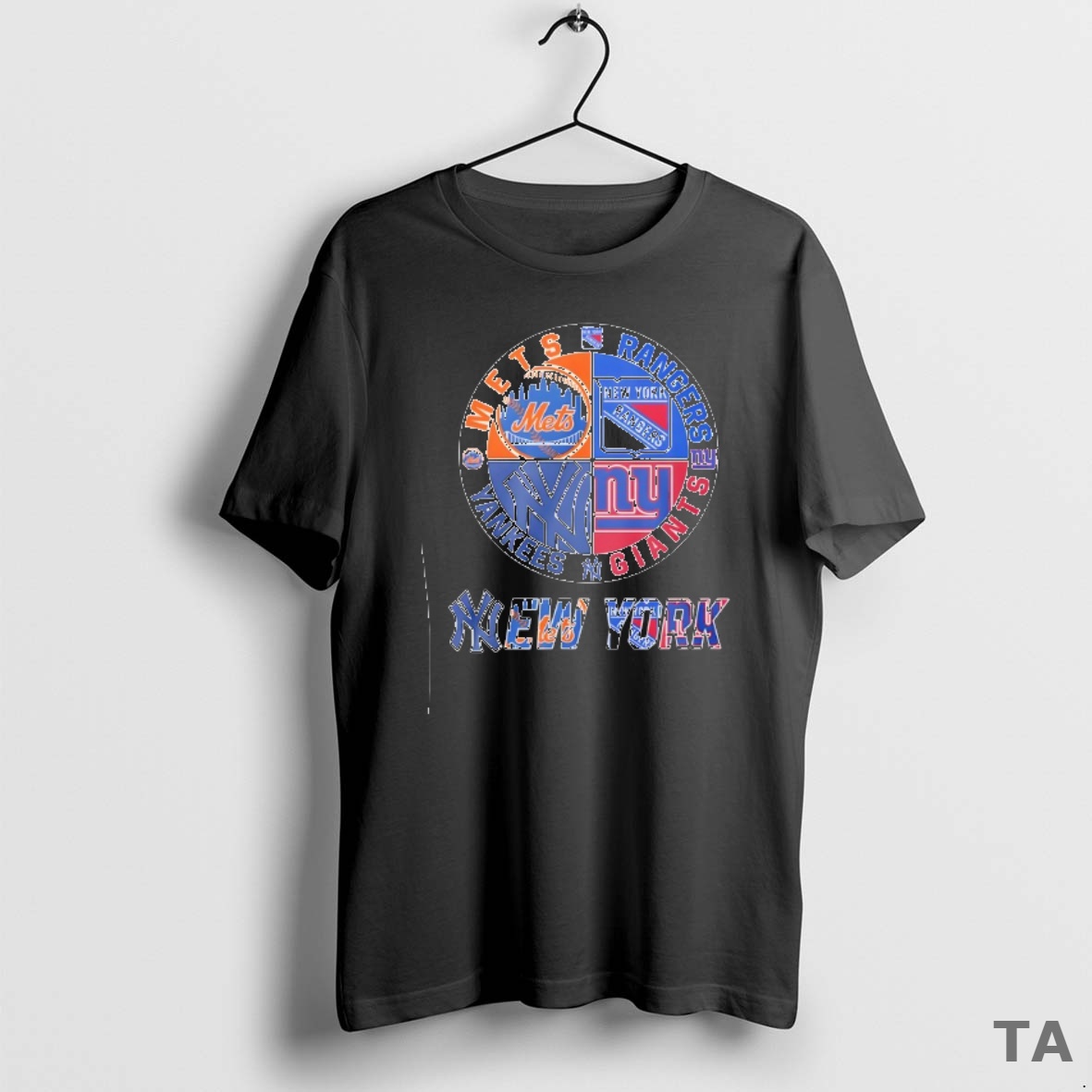 Top New York Mets New York Rangers New York Yankees New York Giants Mashup Logo T Shirt Sweater