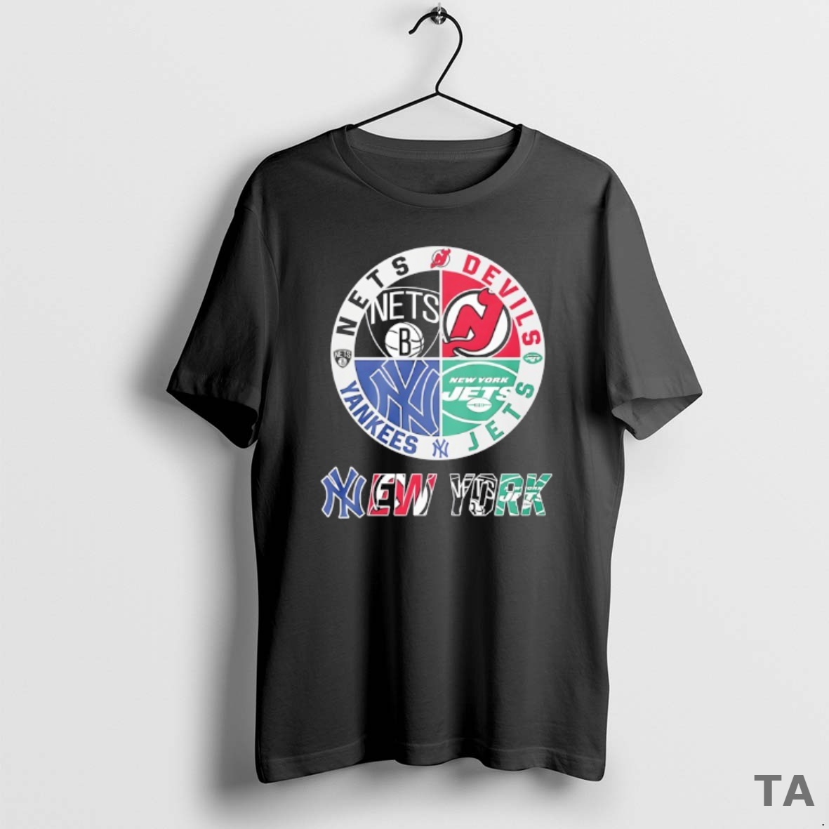 Top New York Nets New York Jersey Devils New York Mets New York Jets Mashup Logo T Shirt Sweater