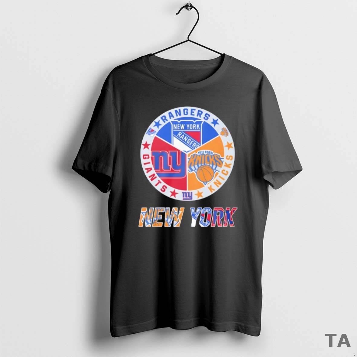 Top New York Rangers New York Giants New York Knicks Mashup Logo T Shirt Sweater