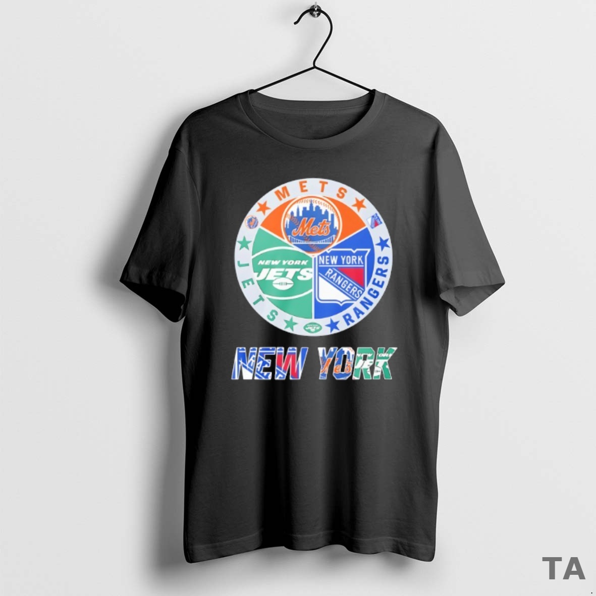 Top New York Rangers New York Mets New York Jets Mashup Logo T Shirt Sweater