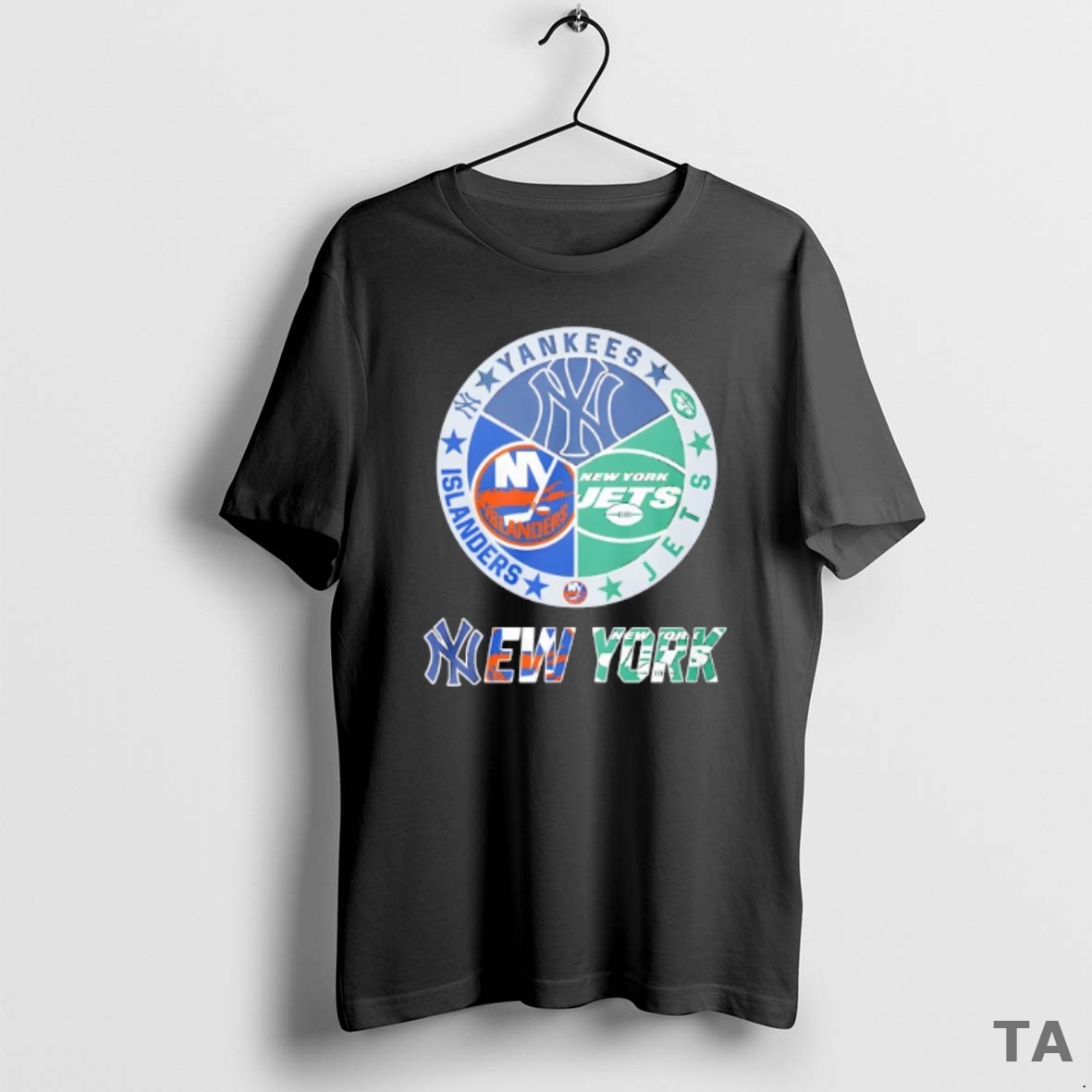 Top New York Yankees New York Islanders New York Jets And New York Knicks Mashup Logo T Shirt Sweater