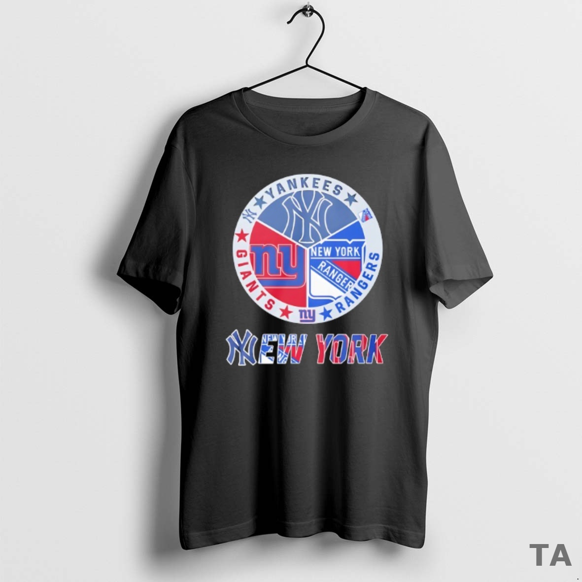 Top New York Yankees New York Rangers New York Giants Mashup Logo T Shirt Sweater